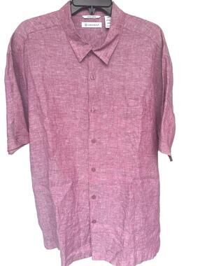 Cubavera Men's 100% Linen Rasberry Short Sleeve Button-Up Shirt - XXL EUC